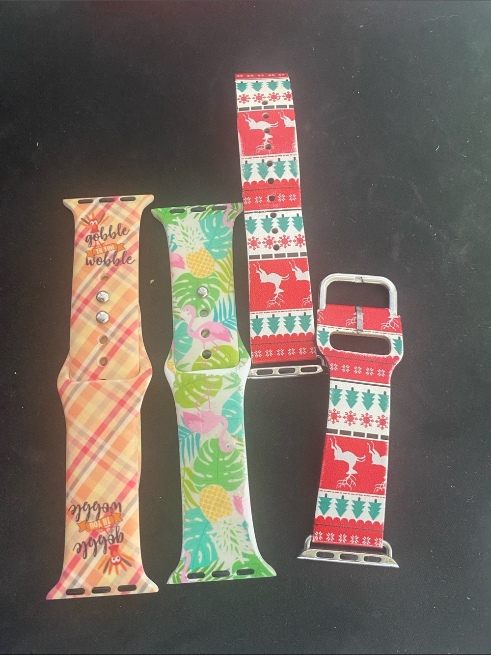 Holiday Red Reindeer Apple Watch Band - Festive Silicone Replacement